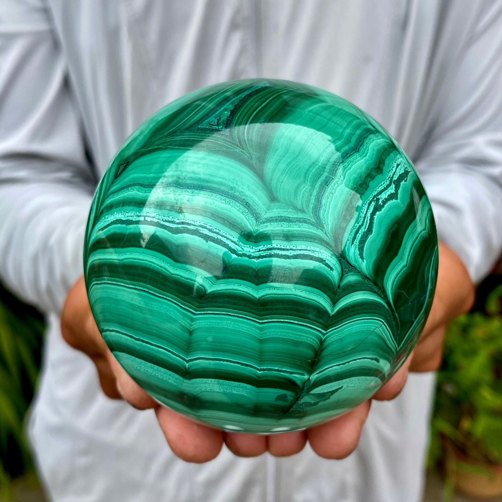 2.51LB Rare Natural Malachite quartz hand Carved sphere Crystal Healing Gem ball
