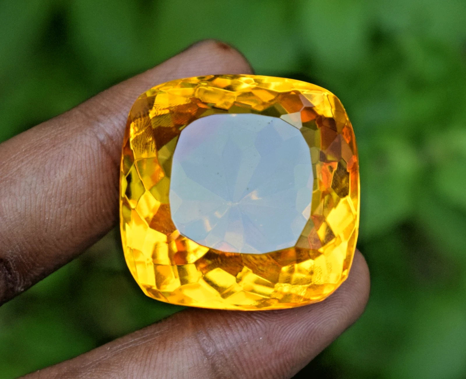 141 Ct Huge Cushion Cut Yellow Citrine Certified Flawless Loose Gemstone