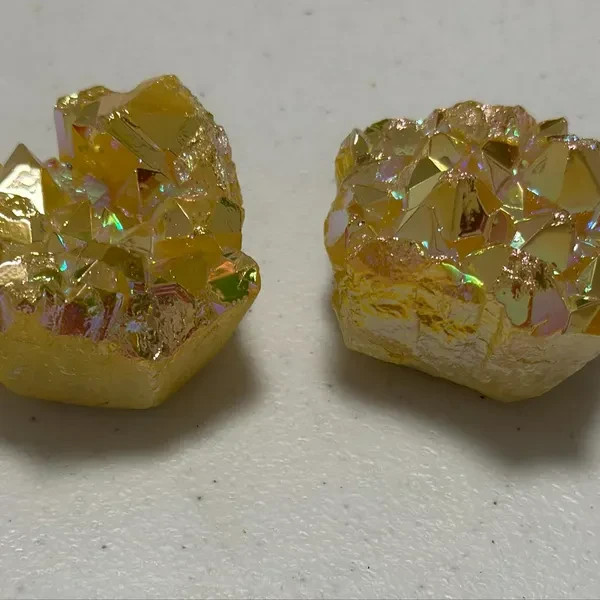 80-100g Aura Yellow Quartz Crystal Titanium Cluster Healing Mineral Specimen