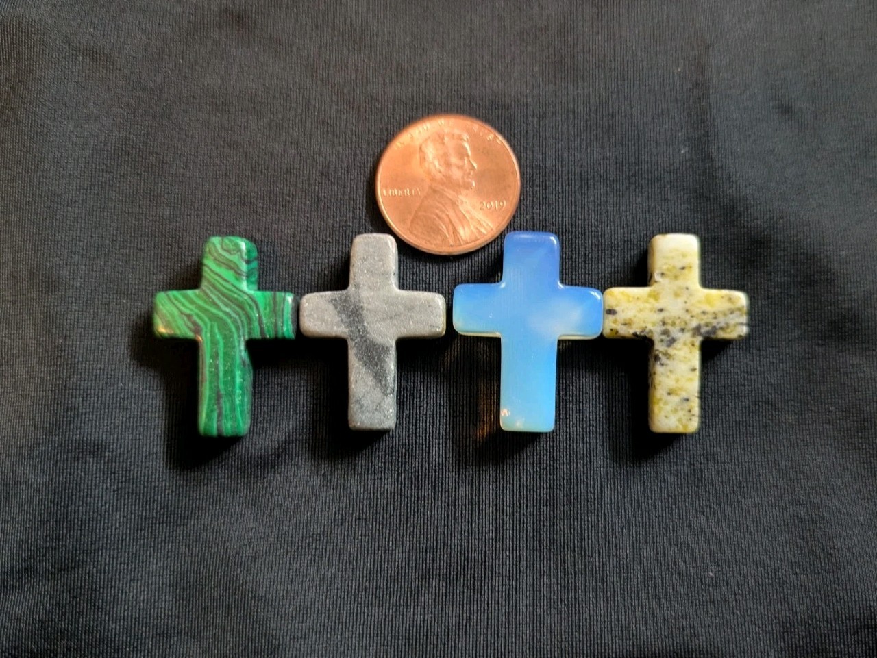 1″ Mini Crystal Crosses Natural Quartz Cross Shaped Worry Stones Charms – #1