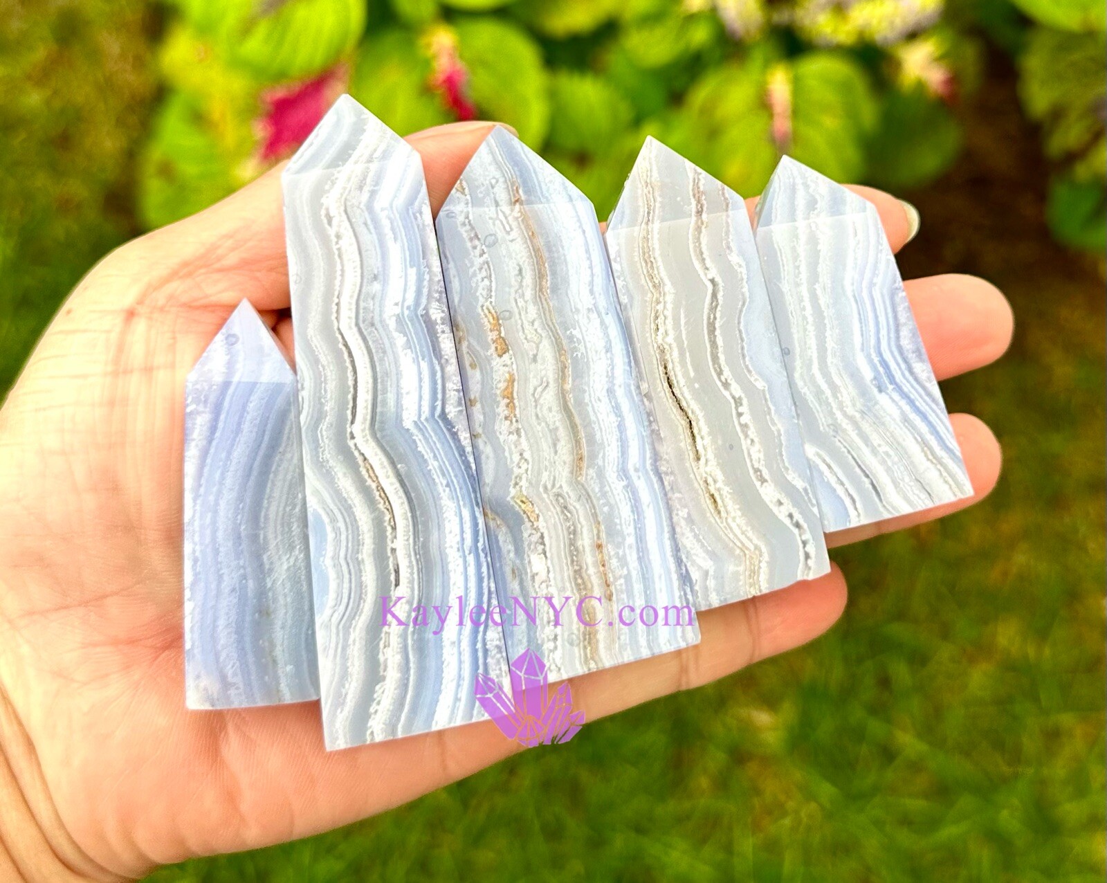 Wholesale Lot 1 Lb Natural Blue Lace Agate Obelisk Tower Point Crystal