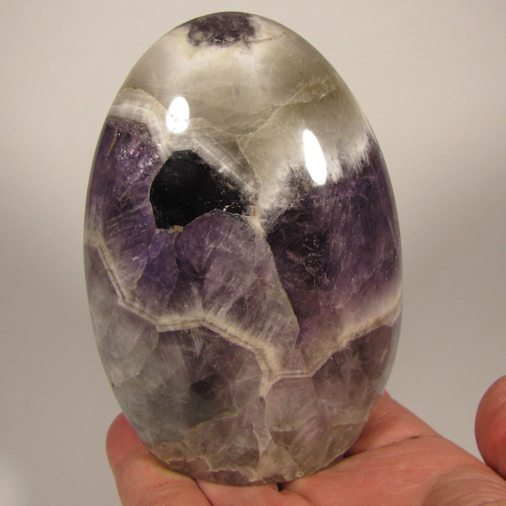 4.3″ BANDED AMETHYST Crystal Polished Freeform Standup – Madagascar – 1.3 lbs.