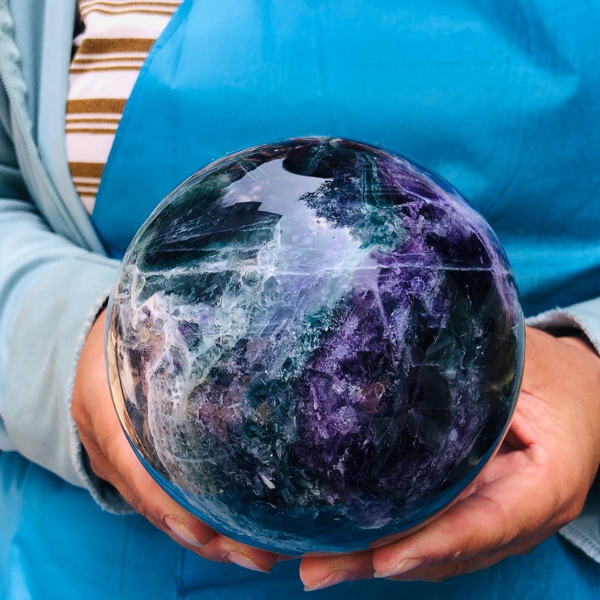 5.25LB Natural Fluorite Ball Crystal Sphere Specimen Mineral Energy Healing