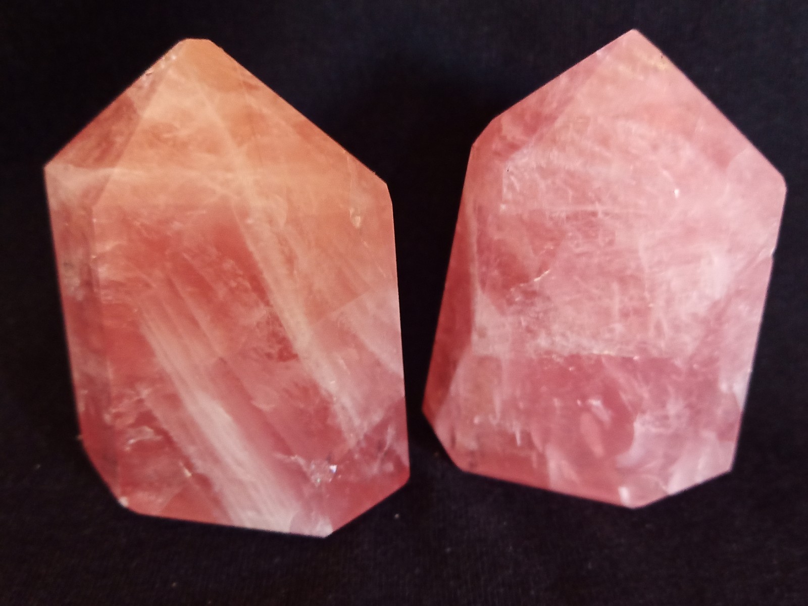 Brazil Rose Quartz Collection, Sphere 62mm, 2 Pillars, 10 Pocket Stones, Gemmy!