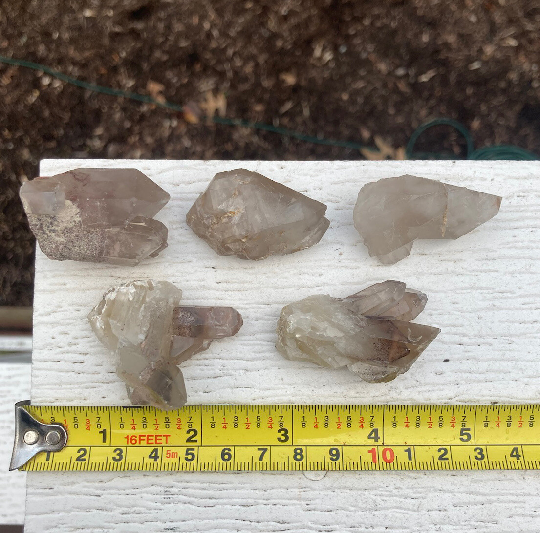 5 PCS Lot DARK RED & WHITE HEMATITE QUARTZ Phantom Crystal Point KAROI ZIMBABWE