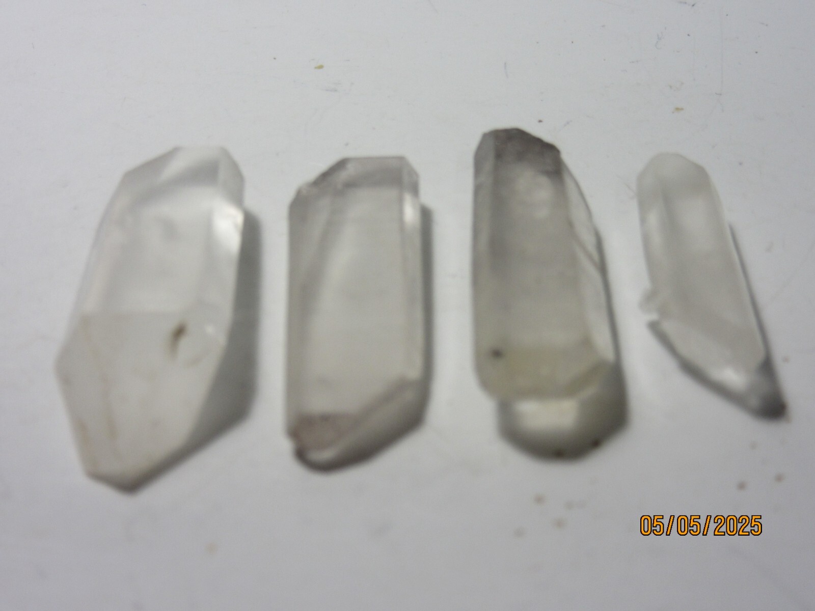 4 Double Terminated Quartz 1 5/8″ Points Brazil Collectible FDTQPB-4s