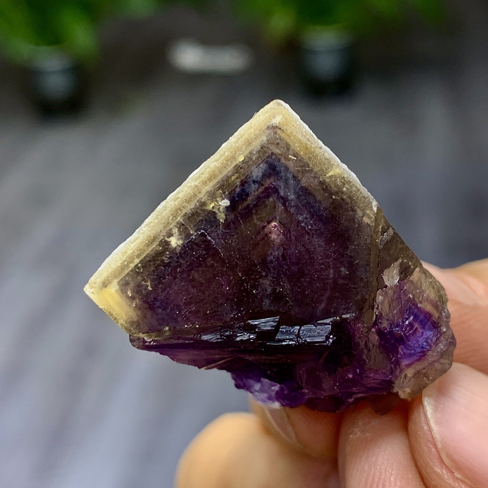 23G Rare transparent purple cubic fluorite mineral crystal sample/China