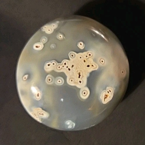 Chalcedony Orca Agate Tumbled Polished NEW Approx. 2.25×2 Inches Pretty Palm Sz.