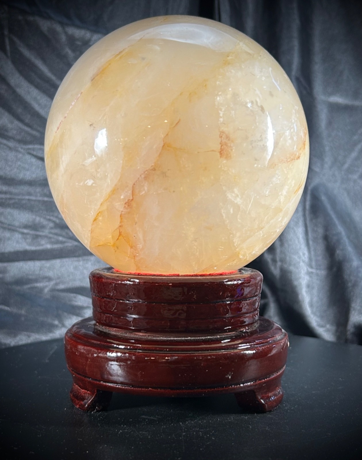 5” Golden Healer Sphere With Wood Swivel Stand 6lb 9.9oz
