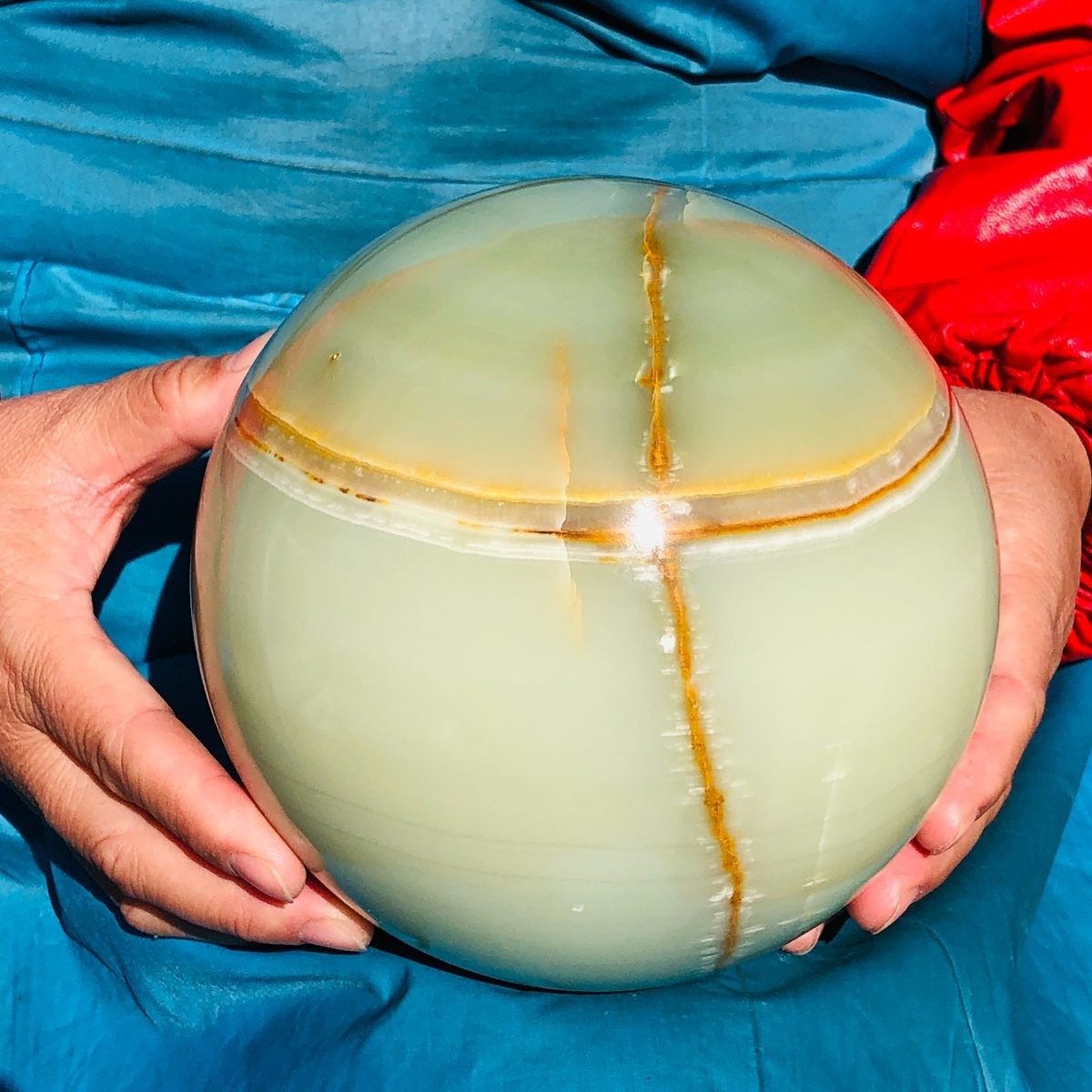 11.35LB Natural Afghan Jade Chakra Quartz Sphere healing ball Specimen 3297