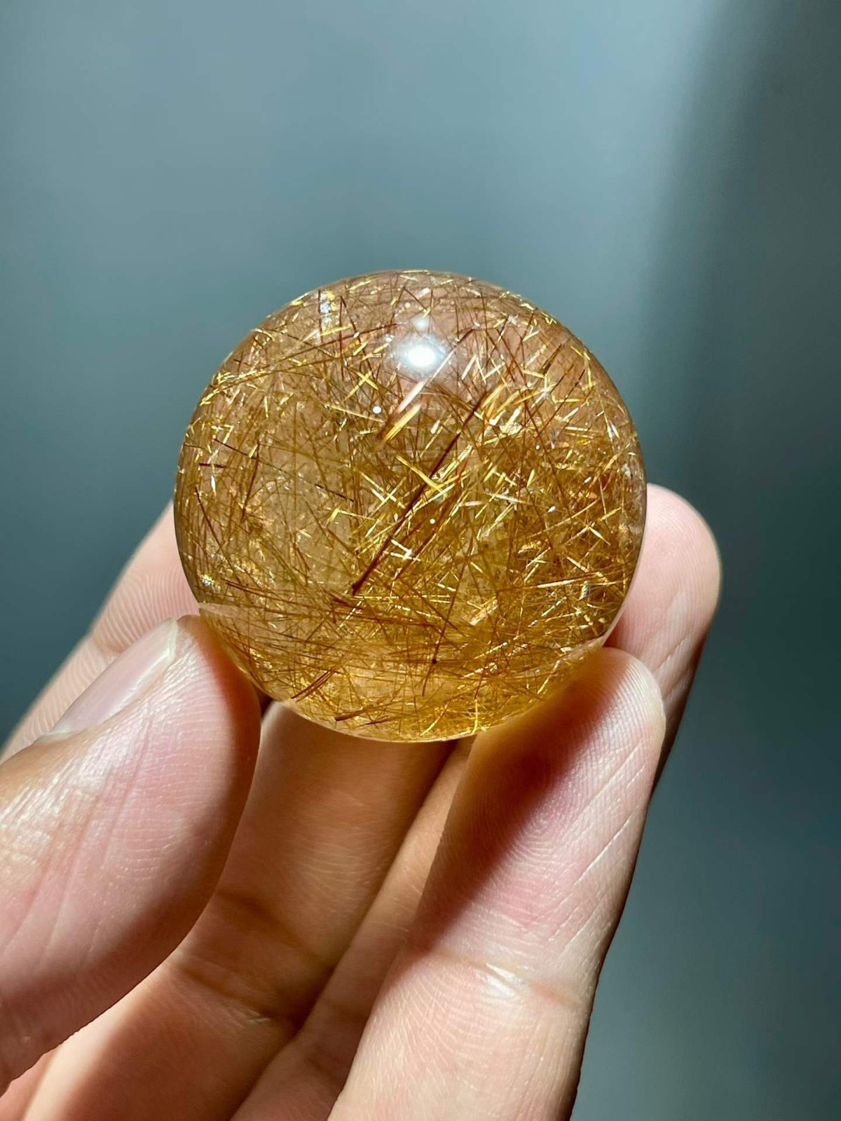 34mm Natural hairstone Quartz Ball Crystal polished Sphere Healing decor