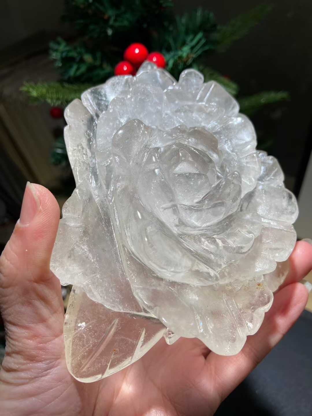 1pc Natural White Quartz Carved Flower Skull Crystal Reiki Healing Decor Gift