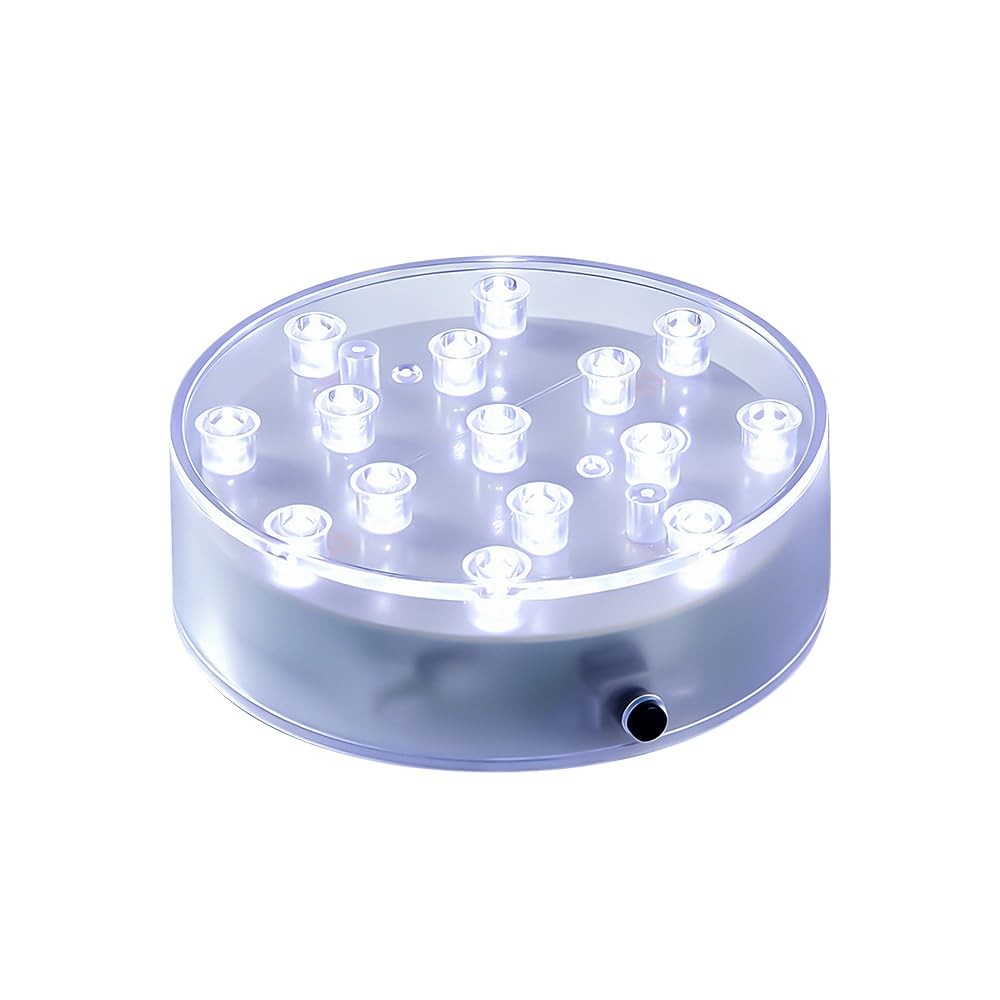 4 Inch Round LED Light Base for Glass Art & Vase Displays White