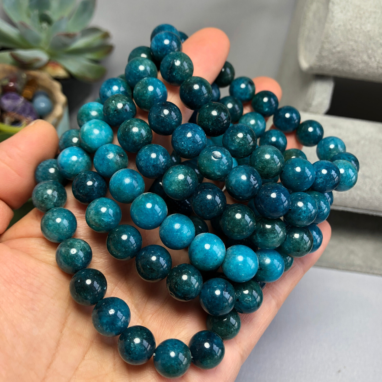 10pcs wholesale Natural apatite quartz gemstone Crystal beads bracelet 10mm