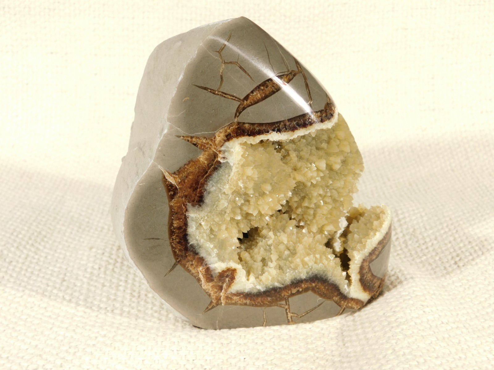 Big Polished AAA Crystal Filled Hollow Septarian GEODE Free Form Utah 1044gr