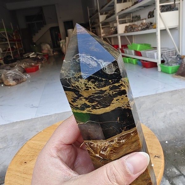 735g WOW! Natural Rare Pietersite Crystal Obelisk Quartz Tower Point Healing