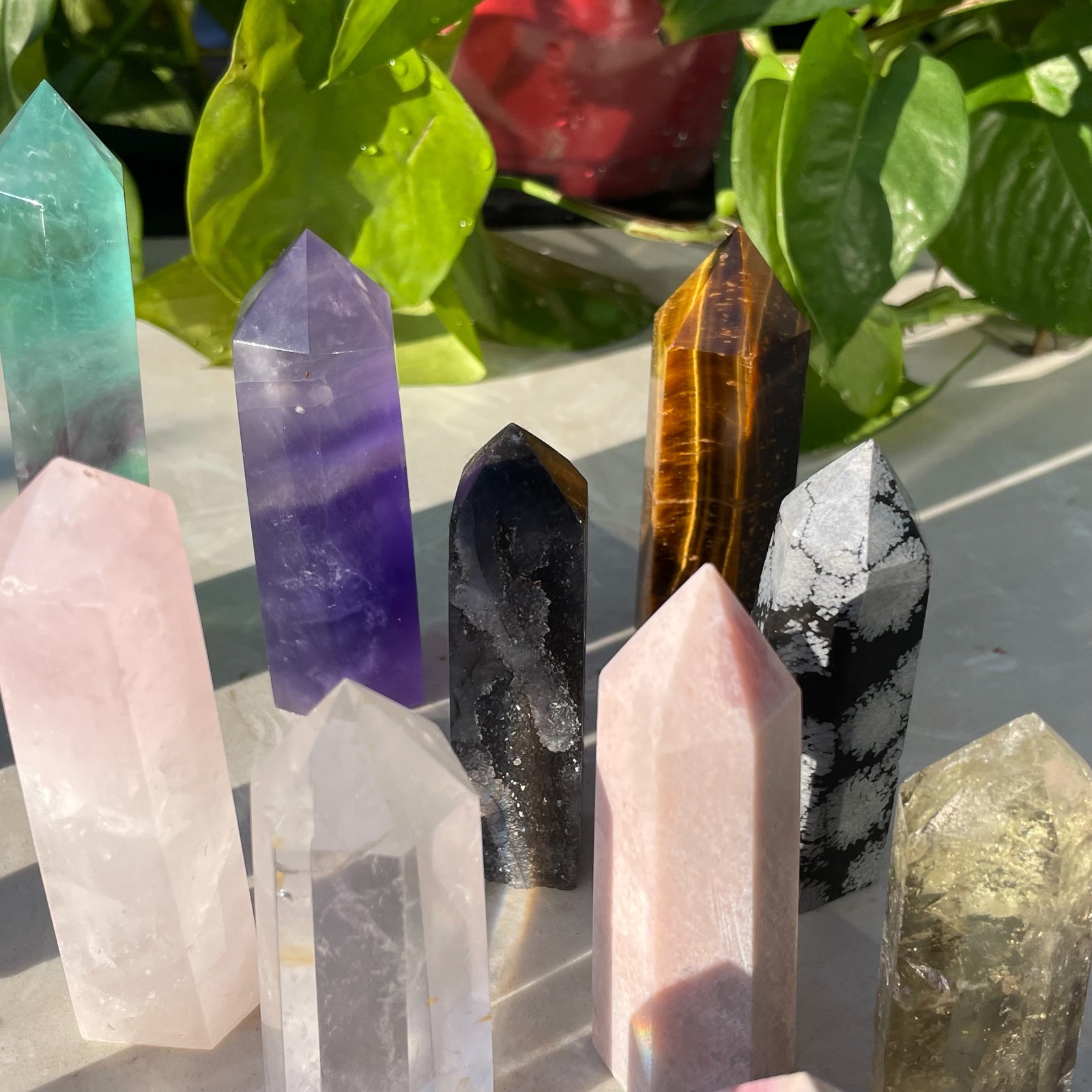 16pcs A LOT Natural quartz obelisk crystal WAND point healing random