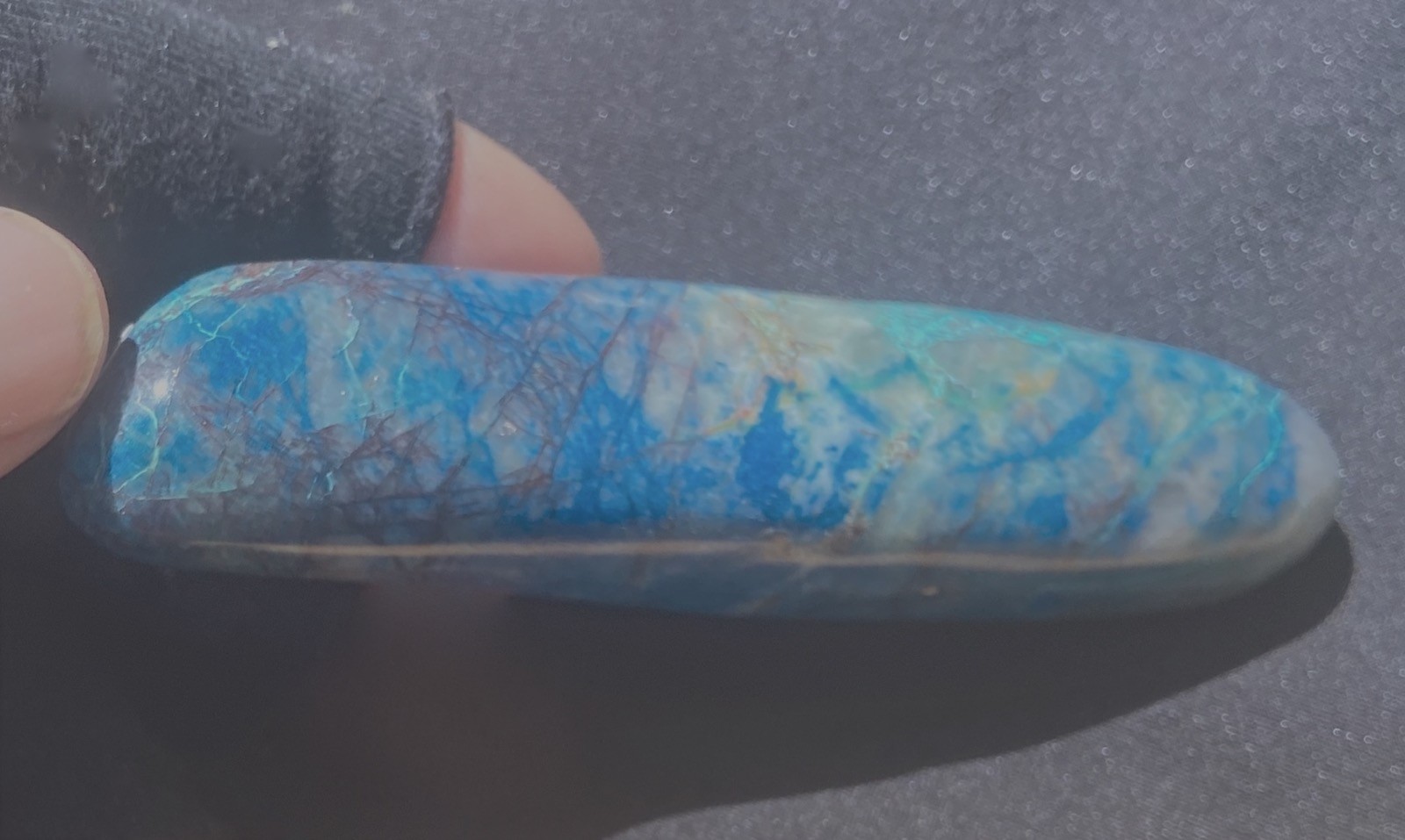 SHATTUCKITE BIG VERY FINE MASSAGE WAND CERULEAN BLUE POLISHED 15 GRAM NAMIBIA