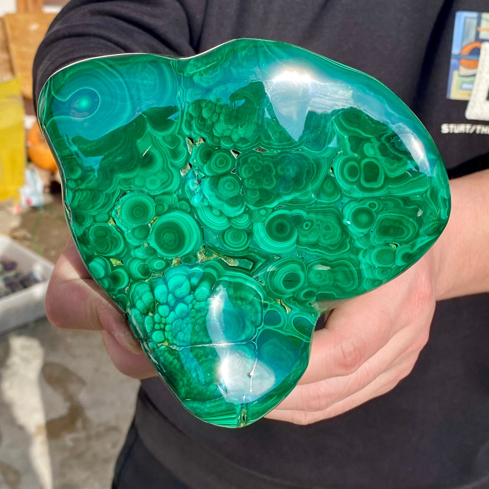 2.07LB Large Natural glossy malachite transparent cluster rough mineral sample