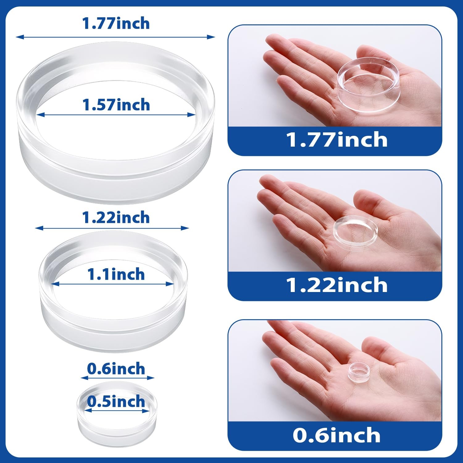 30 pcs Large Acrylic Clear Baseball Stands 1-5/8″ Size Display Holders
