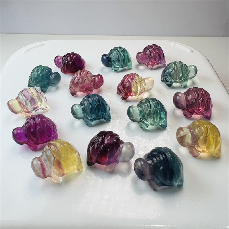5pcs Natural Fluorite Skull Carved Quartz Crystal Mini Skull Reiki Random Gifts