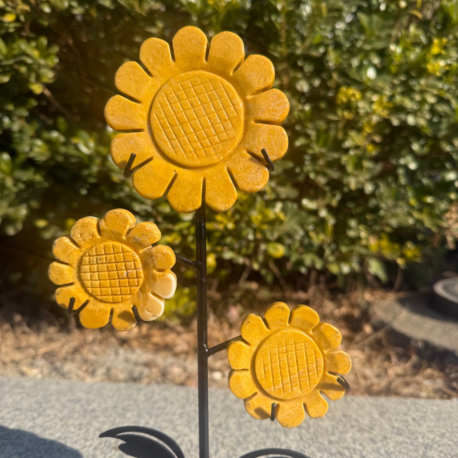 400g Natural gold stone quartz crystal carved Sunflower Decor Gift