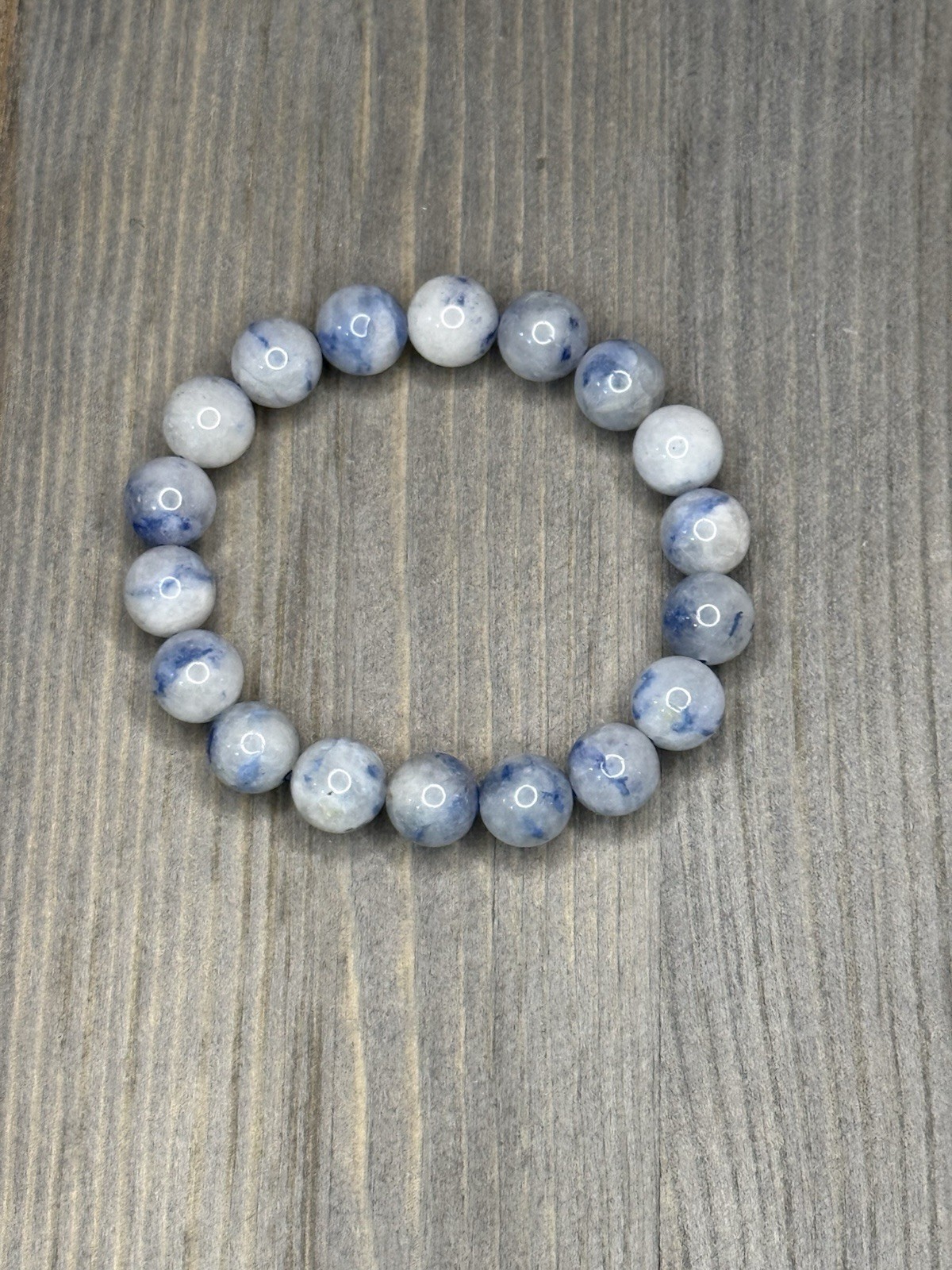 Natural Dumortierite in Quartz 8mm Stretch Bracelet Blue Inclusion Crystal Stone