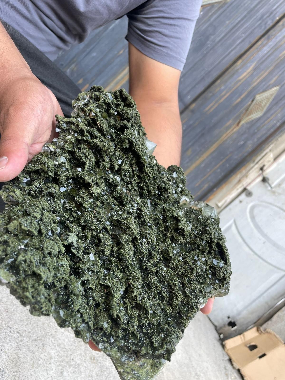 Large Natural Green Mineral Specimen – Believed to be Epidote – Raw Crystal Clus