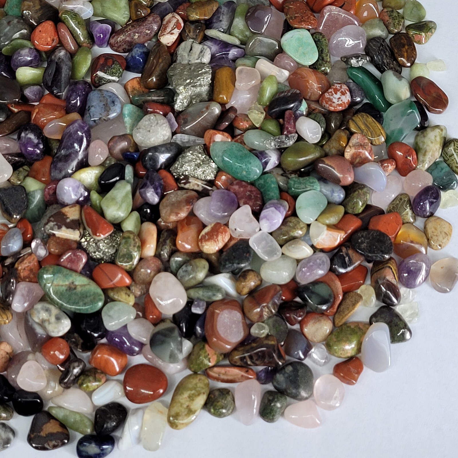 1.25 Lbs Mixed Crystals in Vintage Apothecary Glass Jar Bottle Small Tumbles