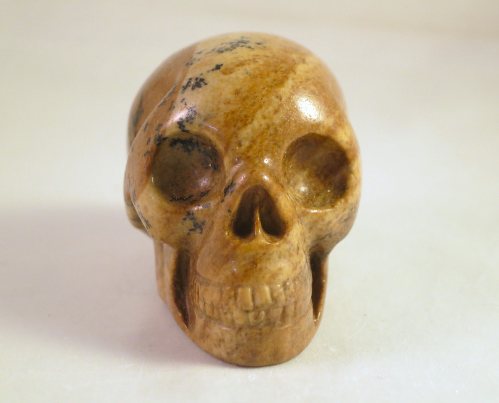 2″ PICTURE JASPER Carved and Polished SKULL