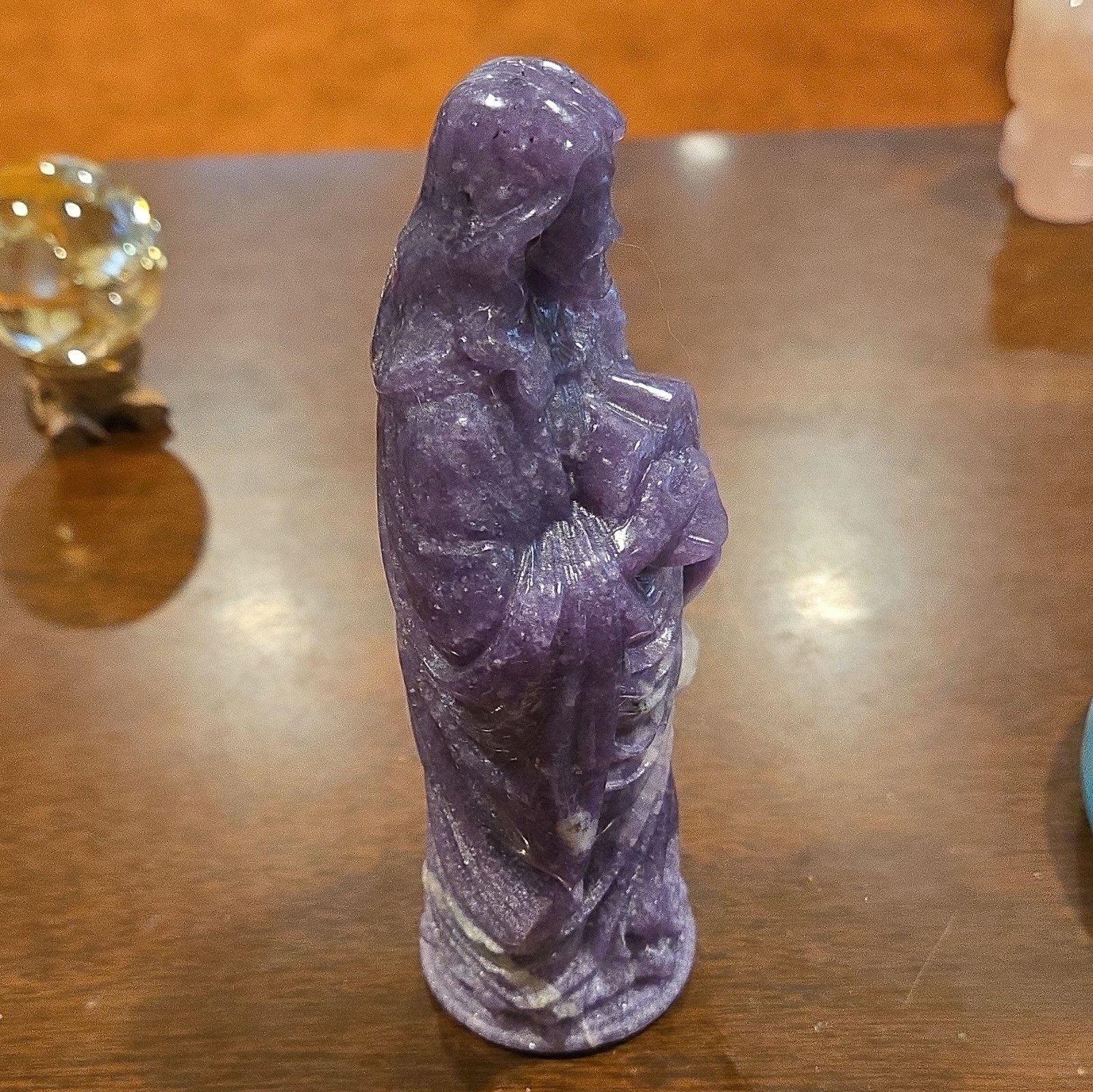 Natural Purple/Lilac Jade Carved Crystal Jesus Statue 7″ Tall * Beautiful*