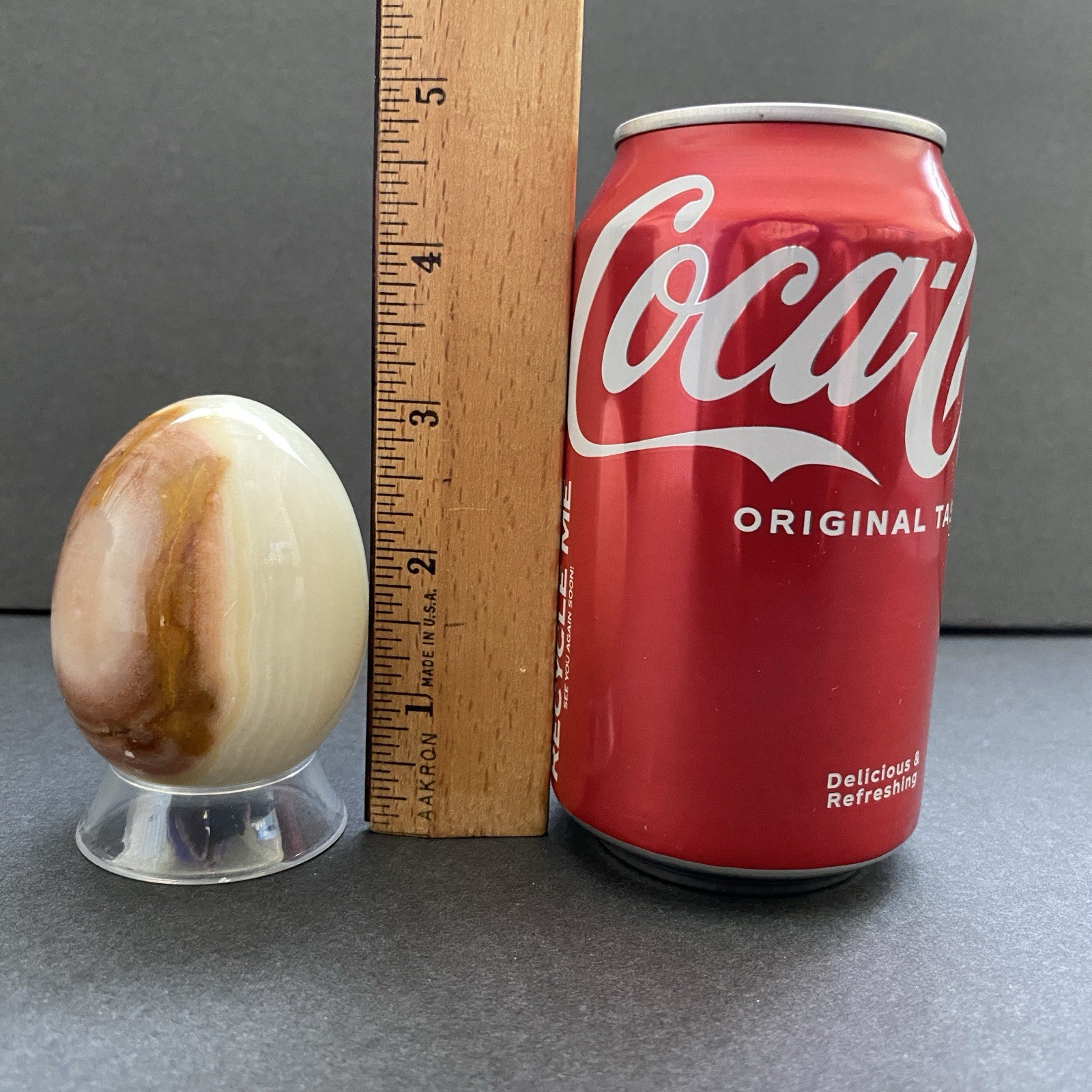 Natural Onyx Stone Egg With Stand Hand Polished Banded Agate Calcite Crystal