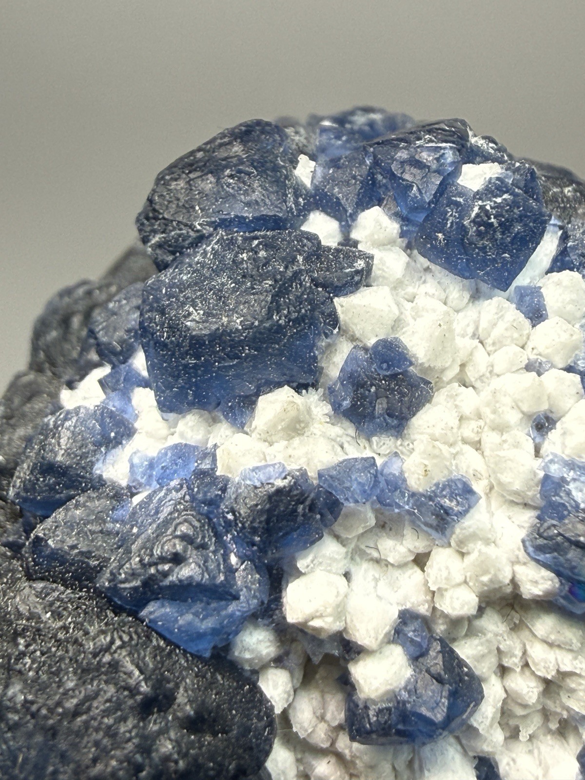 Superb Blueberry Fluorite on Candle Quartz |Huanggang Liang Mine, Inner Mongolia