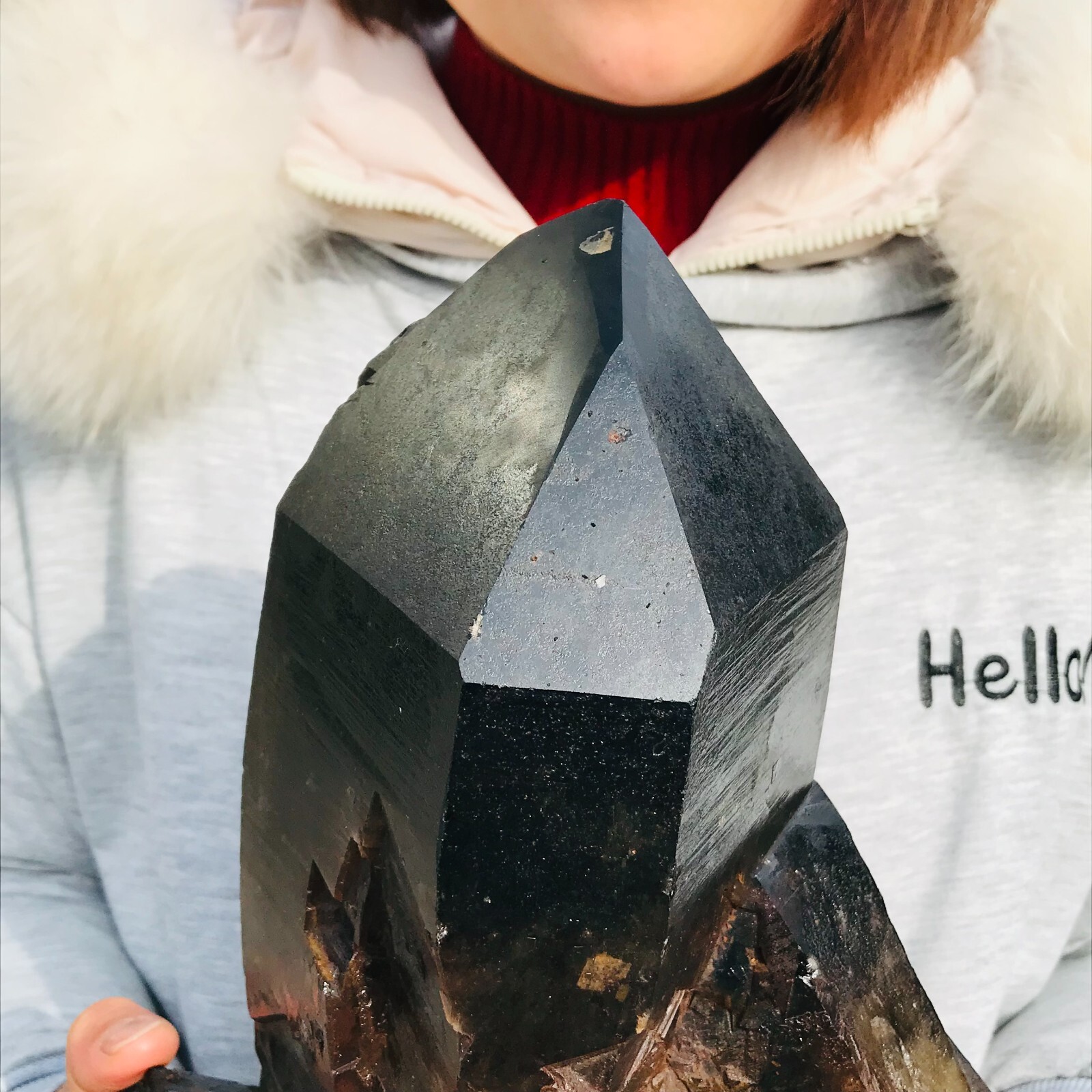 16.00lb Large Natural Smoky Black Skeleton Quartz Crystal Point Rough Mineral