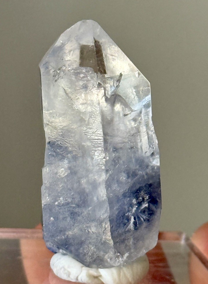 Blue Dumortierite Included Quartz Crystal Bahia Brazil 6.2g • 3cm • ID97