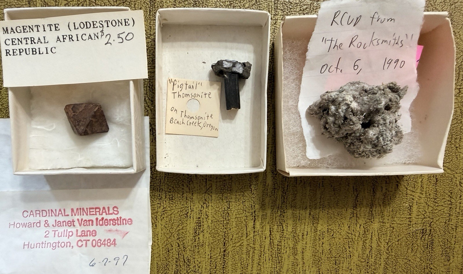 Mineral Specimen Lot 3 Magnetite Thomsonite Quartz Thumbnail Vtg Fossil Zeolite