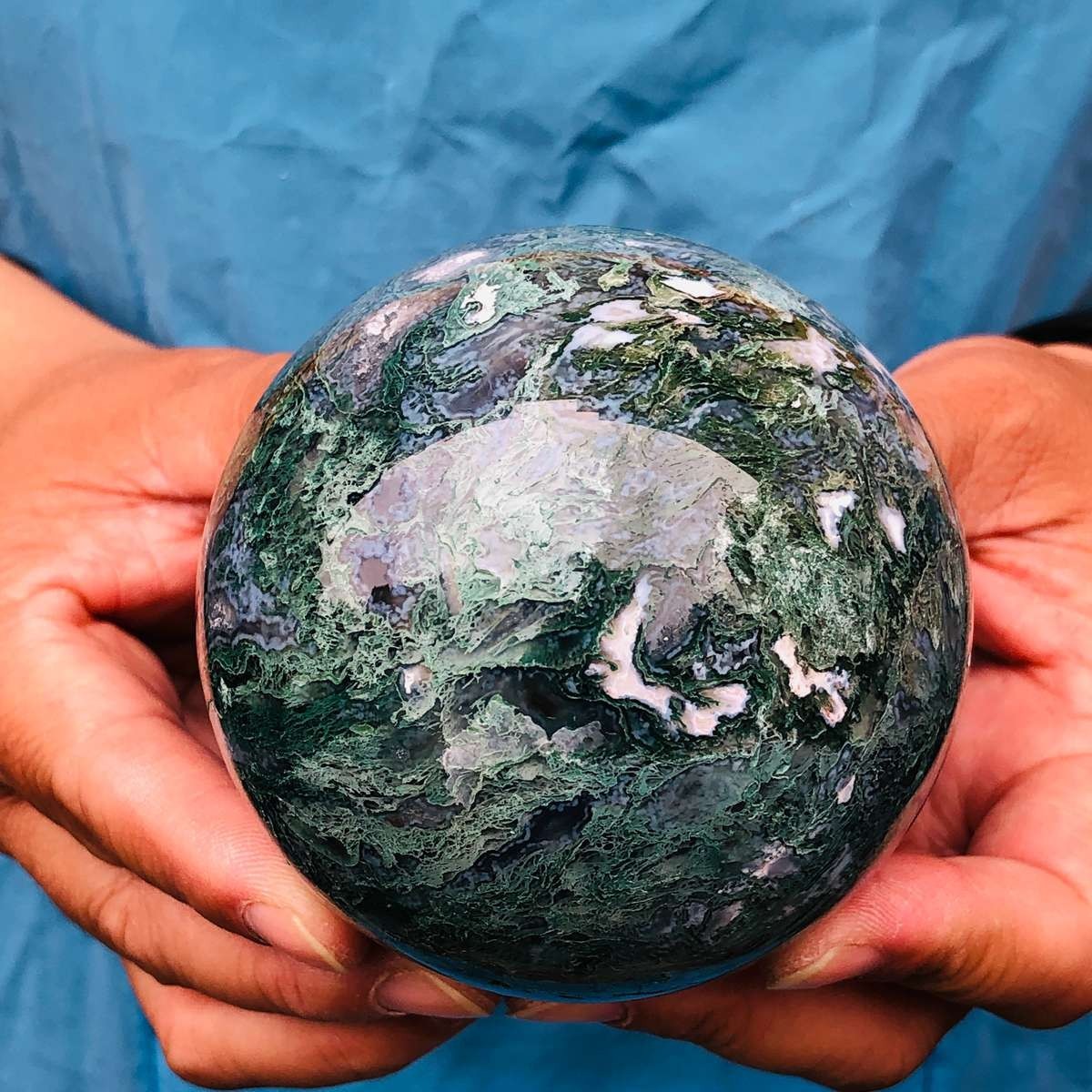 3pcs 4.46LB Natural Water Grass Agate Ball Quartz Crystal Ball Healing 2116