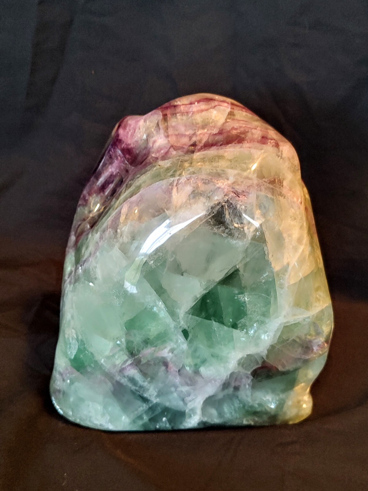 7 LB. Polished GREEN & PURPLE Fluorite Crystal Paperweight Freeform Rock Mineral
