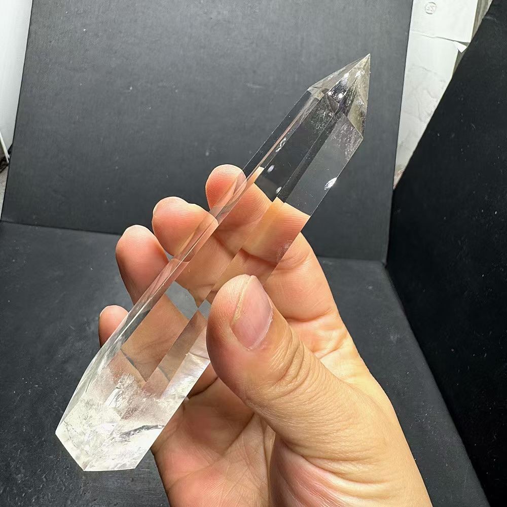 230g Natural White Quartz Obelisk Crystal Energy Tower Reiki Healing+Stand