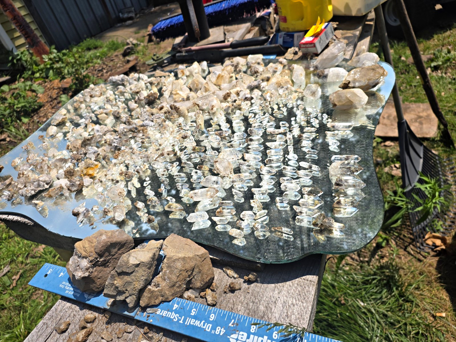 Entire Table Natural Quartz Crystal Points Mixed Lot with Geode Specimens 225