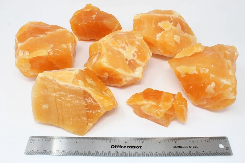 GIANT Yellow Calcite Stones Large Raw Healing Crystals Natural Lapidary Rocks