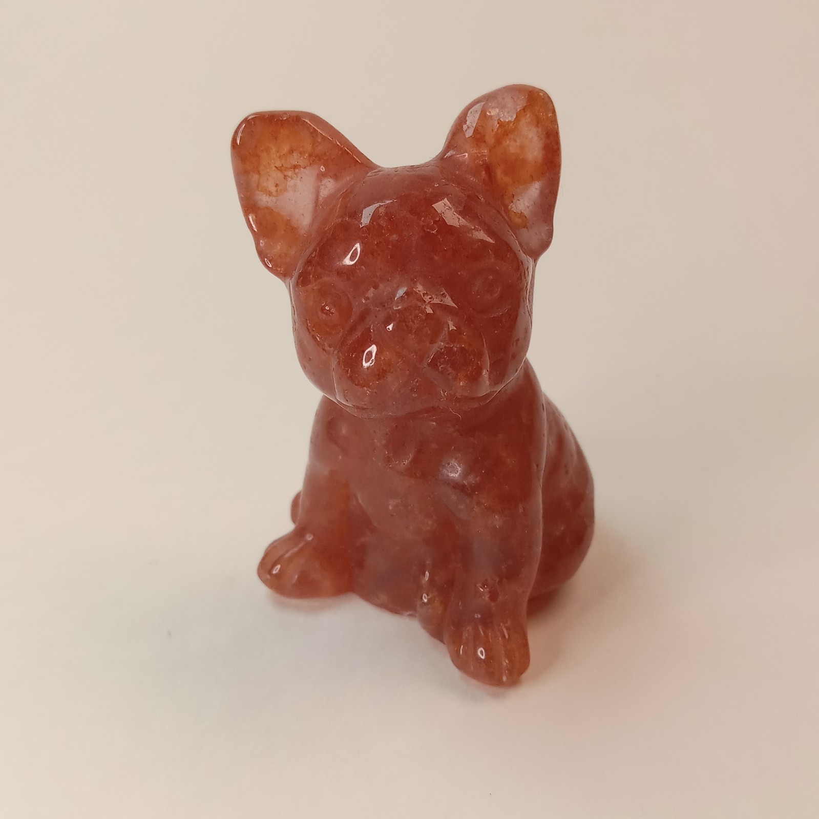French Bulldog Carving in Golden Healer Quartz 54g Crystal Figurine I8