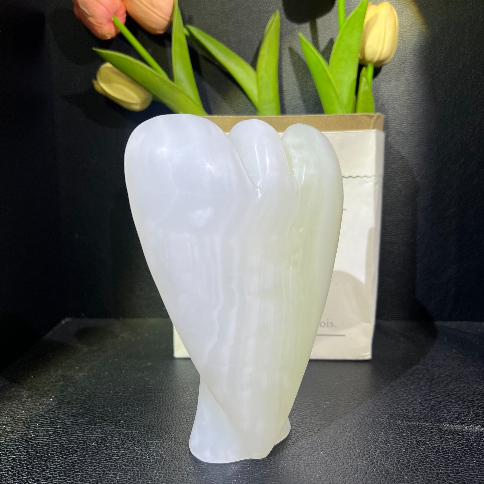 2.1LB 165mm” Natural Afghan Jade Angel Crystal Ornament Quartz Gift