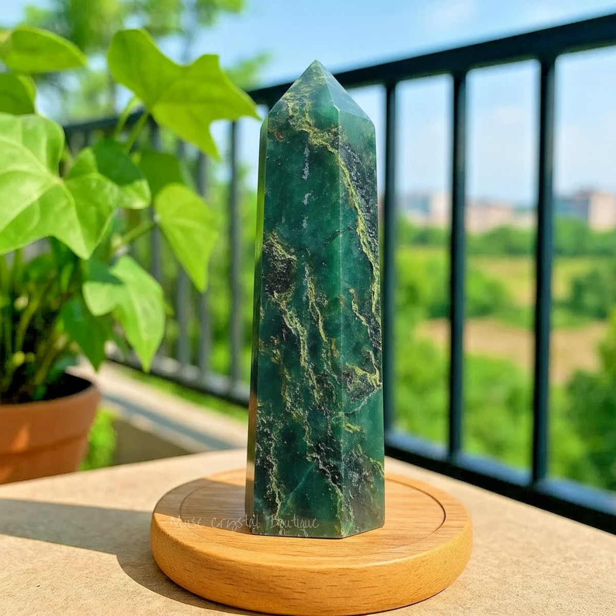 Natural Emerald Healing Crystal Wand Obelisk Reiki Tower Point Home Decor Gift