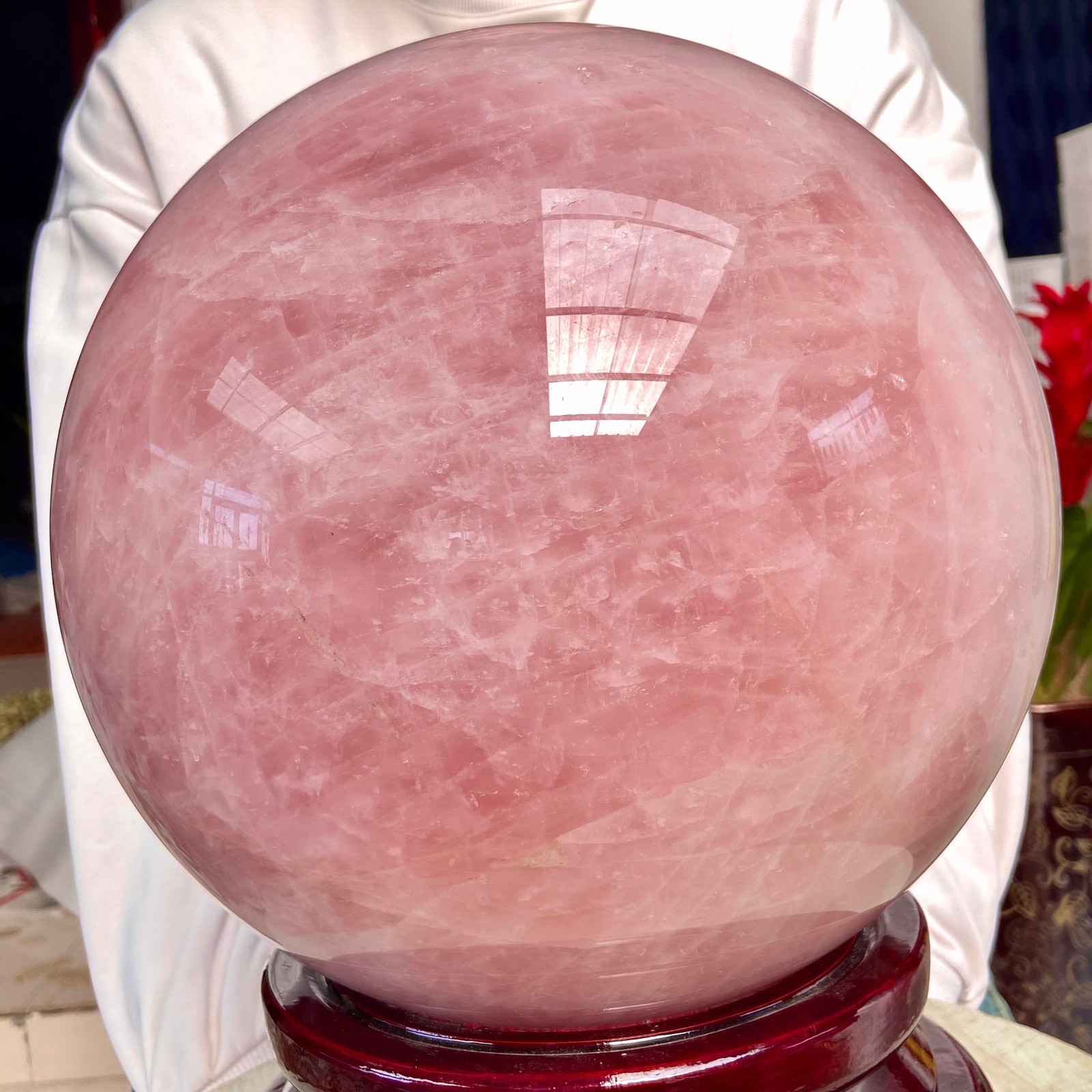 66.13LB Natural Crystal Pink Rose Chakra Quartz Sphere healing ball Specimen