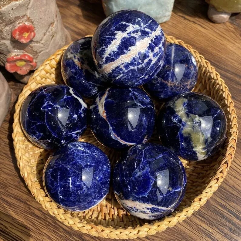50mm Natural blue Sodalite Ball Quartz Crystal polished Sphere Healing gift 1pc