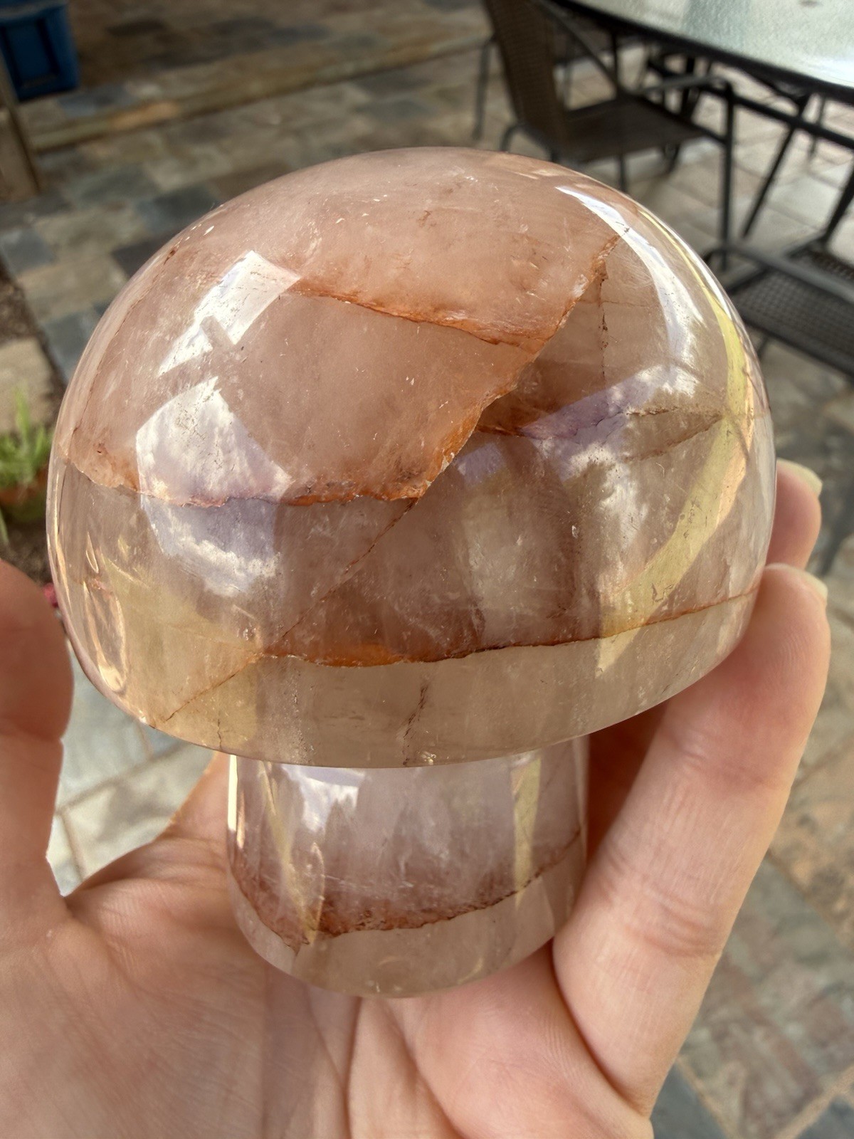 LARGE Fire Quartz Mushroom Red Hematoid Crystal Carving 1lb 8oz 3 1/2in Tall