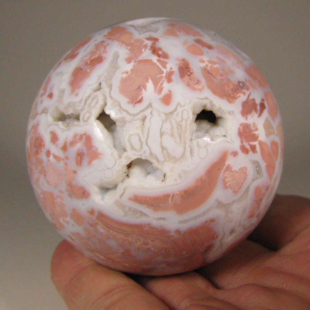 2.7″ PINK AGATE Polished Gemstone Sphere Ball w/ Stand – Brazil – 69mm