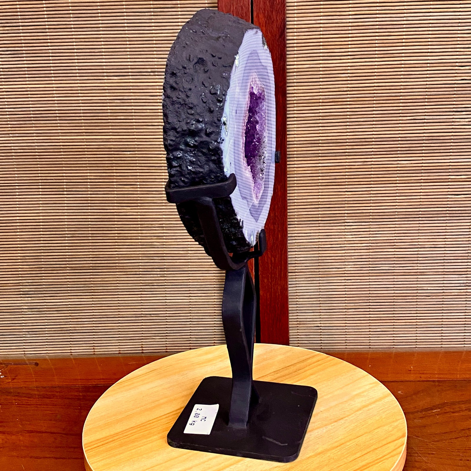 4.4LB Natural Amethyst Cave Crystal Slice Crescent shaped Hand Cut Repai