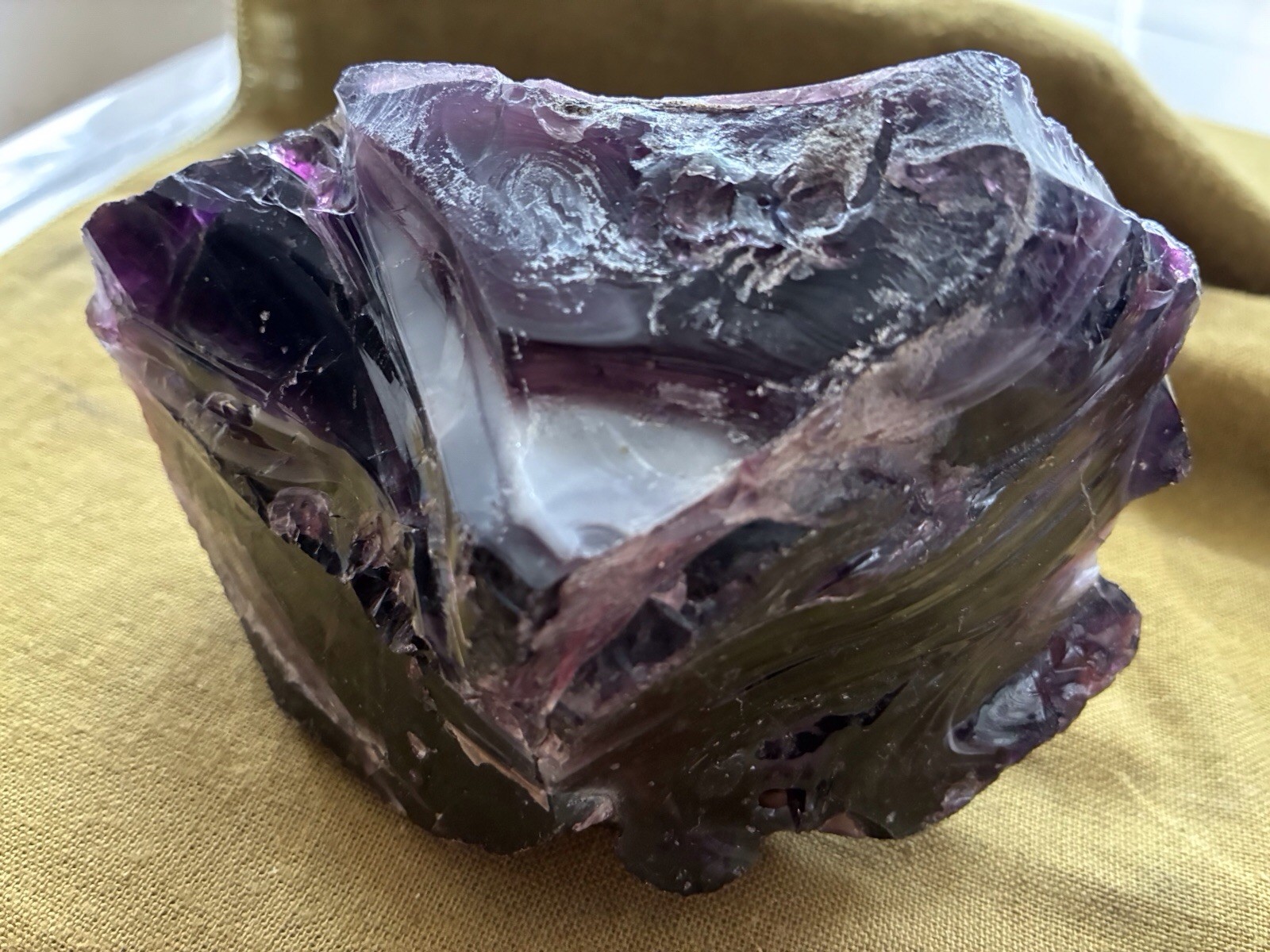 DEEP PURPLE/MULTICOLOR FLUORITE GLASS SLAG? PIECE~Great Looking; Hefty Sample